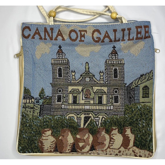 "Handmade" Handbags - Cana Of‎ Galilee Handbag Tote Shoulder Purse Handmade Zipper Bag Medium Vintage